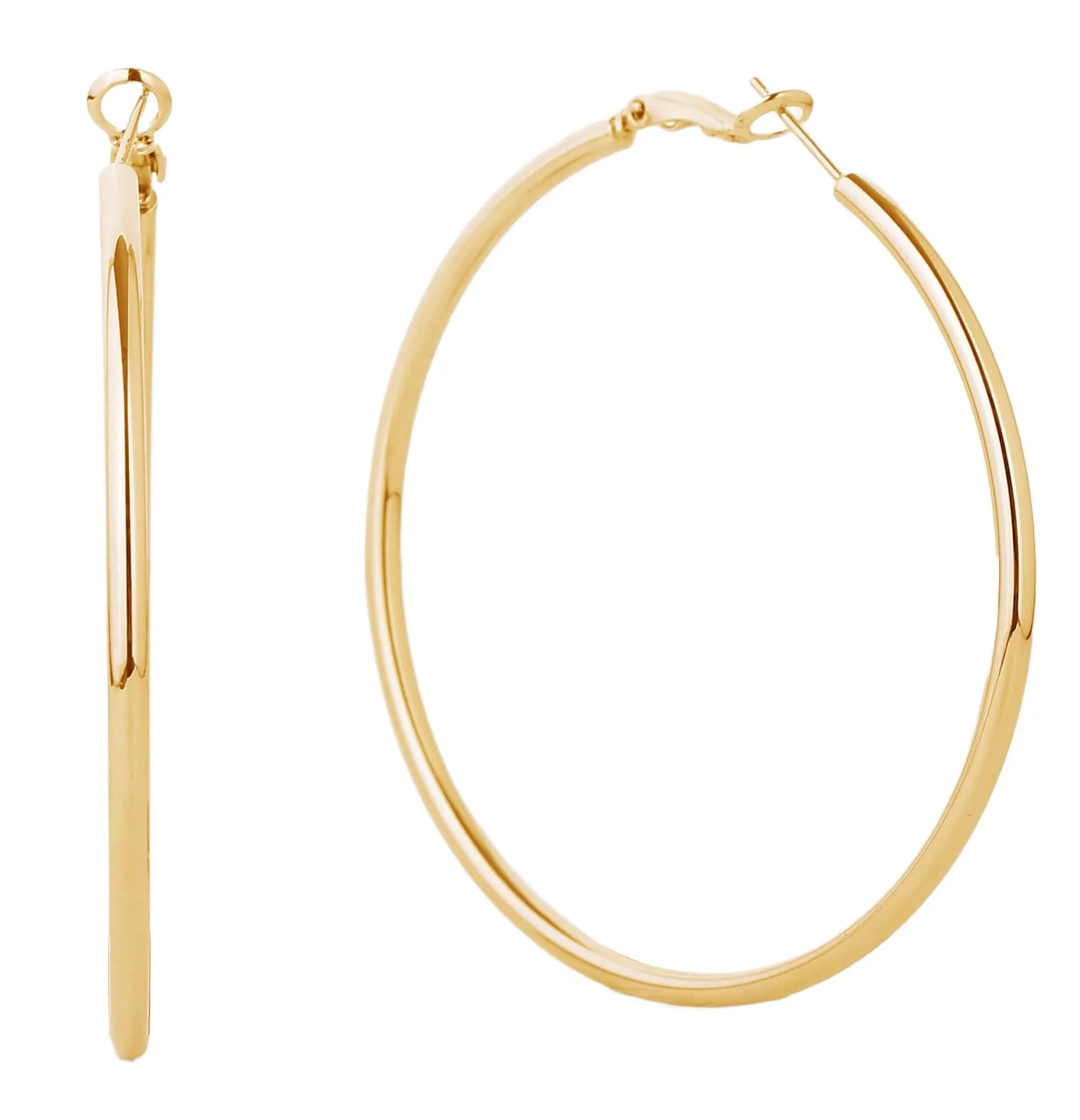 SJE310002 14K Gold Dipped Omega Closure Hoop Earrings