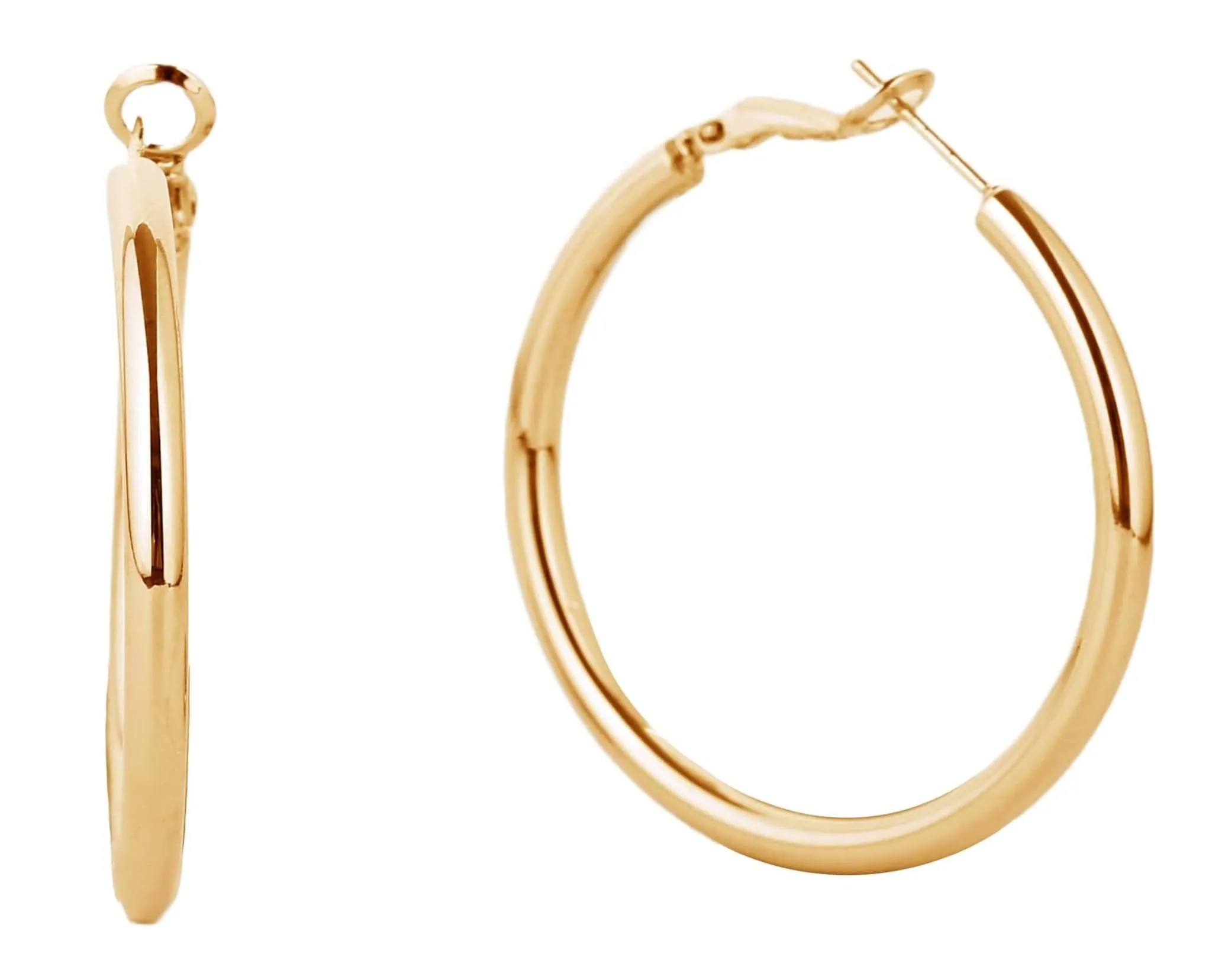 SJE310002 14K Gold Dipped Omega Closure Hoop Earrings