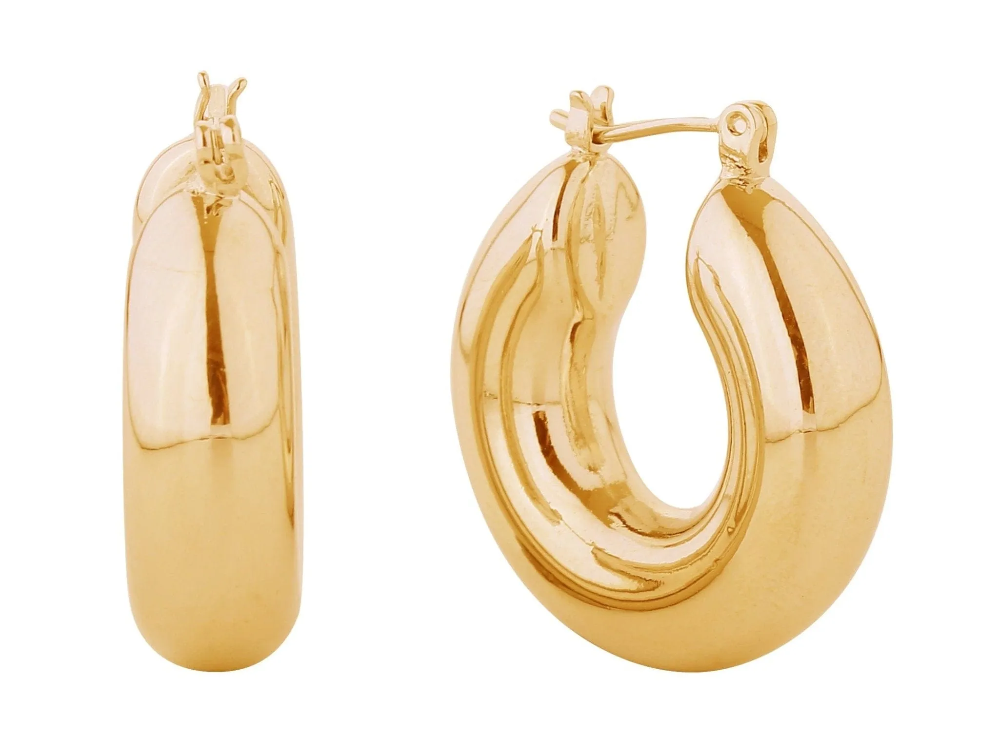 SJE310723 14K Dipped Thick Hoop Pincatch Earrings