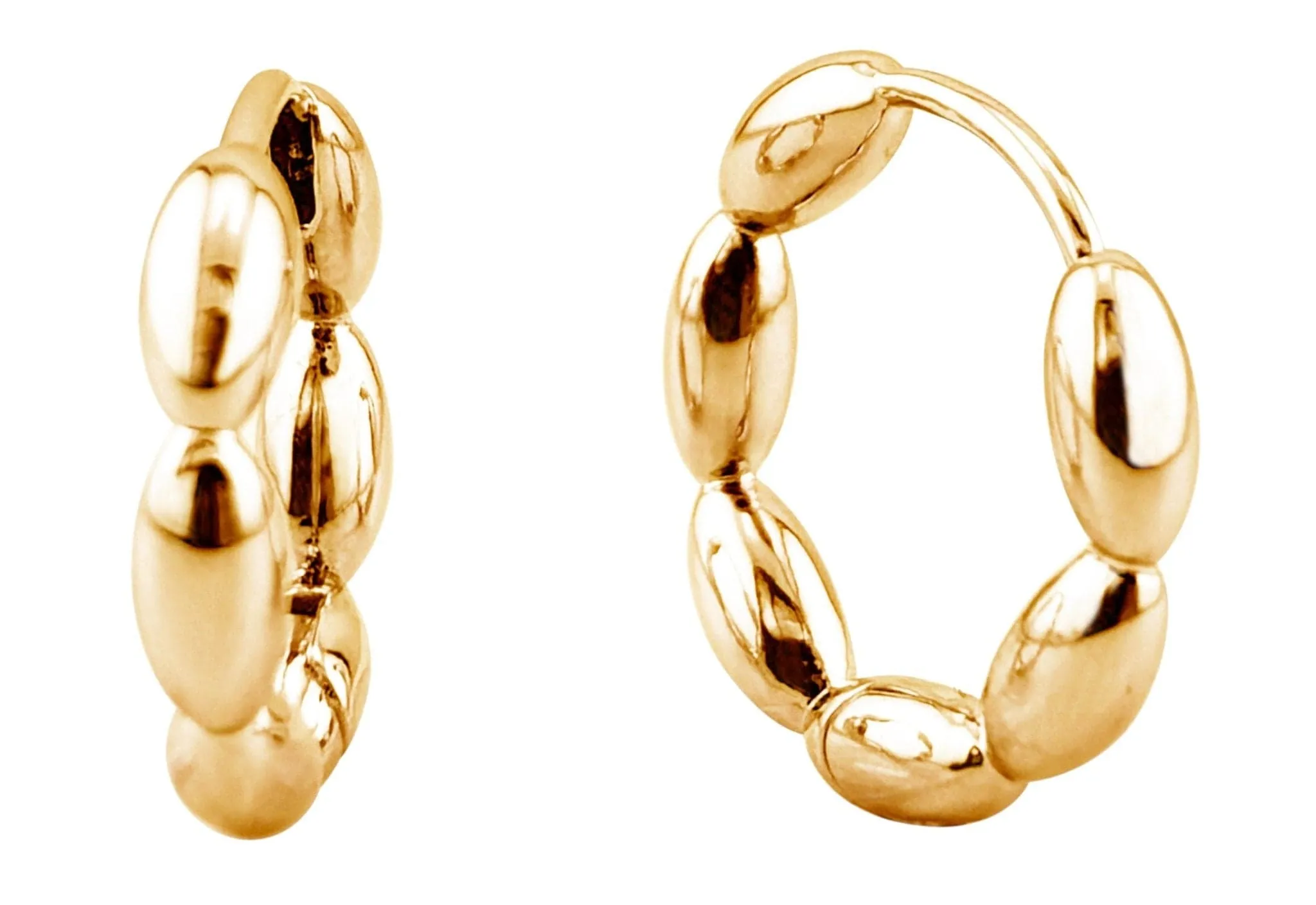 SJE310995 14K Link Beans Hoop Earrings