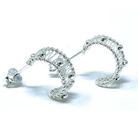 Small Sterling Silver Hoop Earrings With Balls