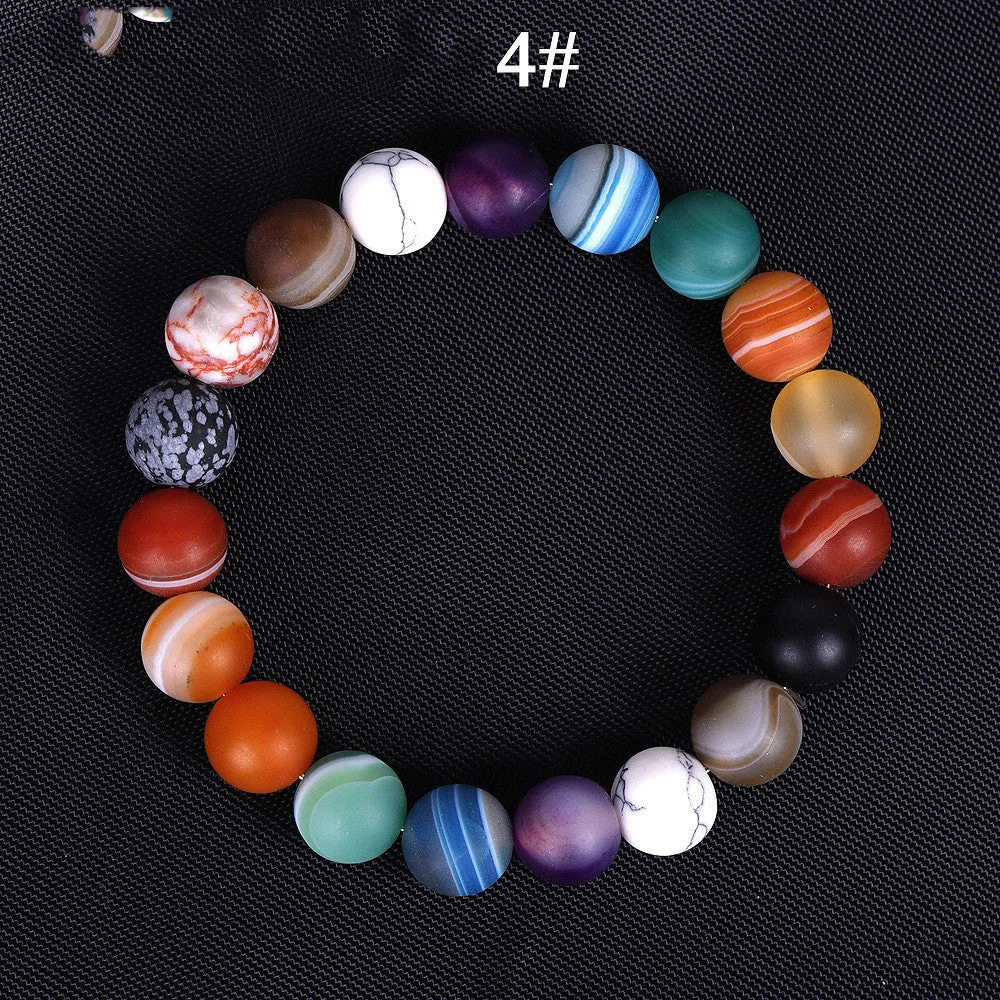 Solar System Eight Stone Planet Bracelet Planets Natural Stone Mala Bead Strand Bracelet For Men Women Handmade Universe Solar Chakra Bracelet Jewelry