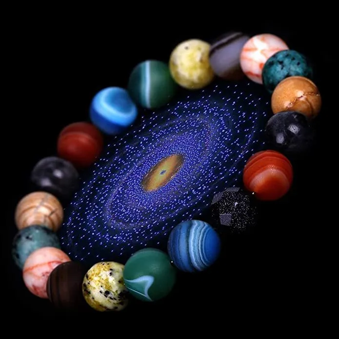 Solar System Eight Stone Planet Bracelet Planets Natural Stone Mala Bead Strand Bracelet For Men Women Handmade Universe Solar Chakra Bracelet Jewelry