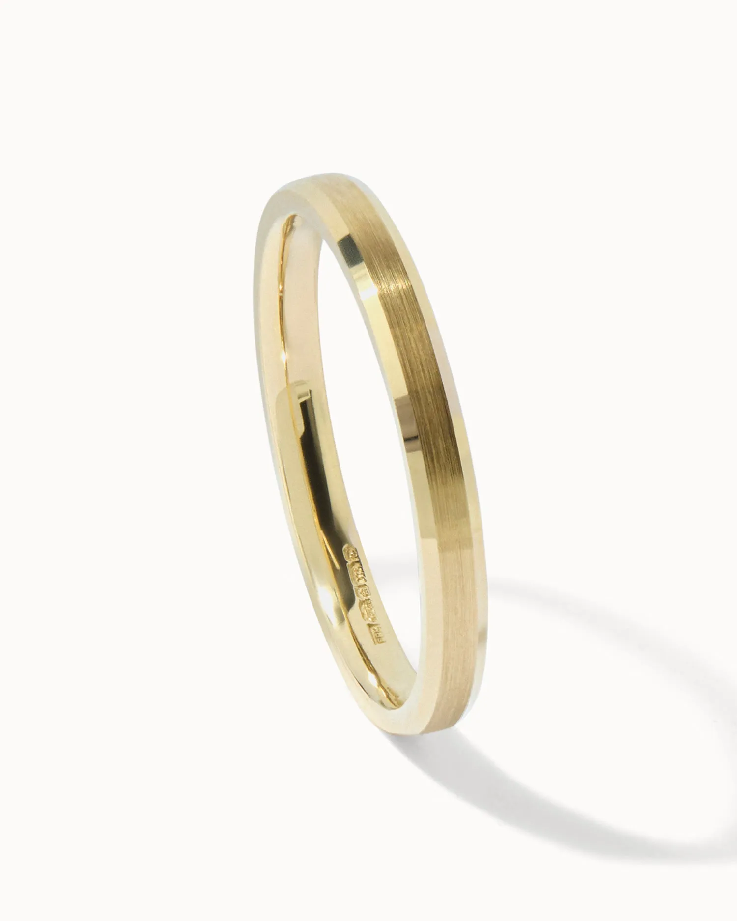 Solid Gold Bevelled Edge Ring - 2mm Band