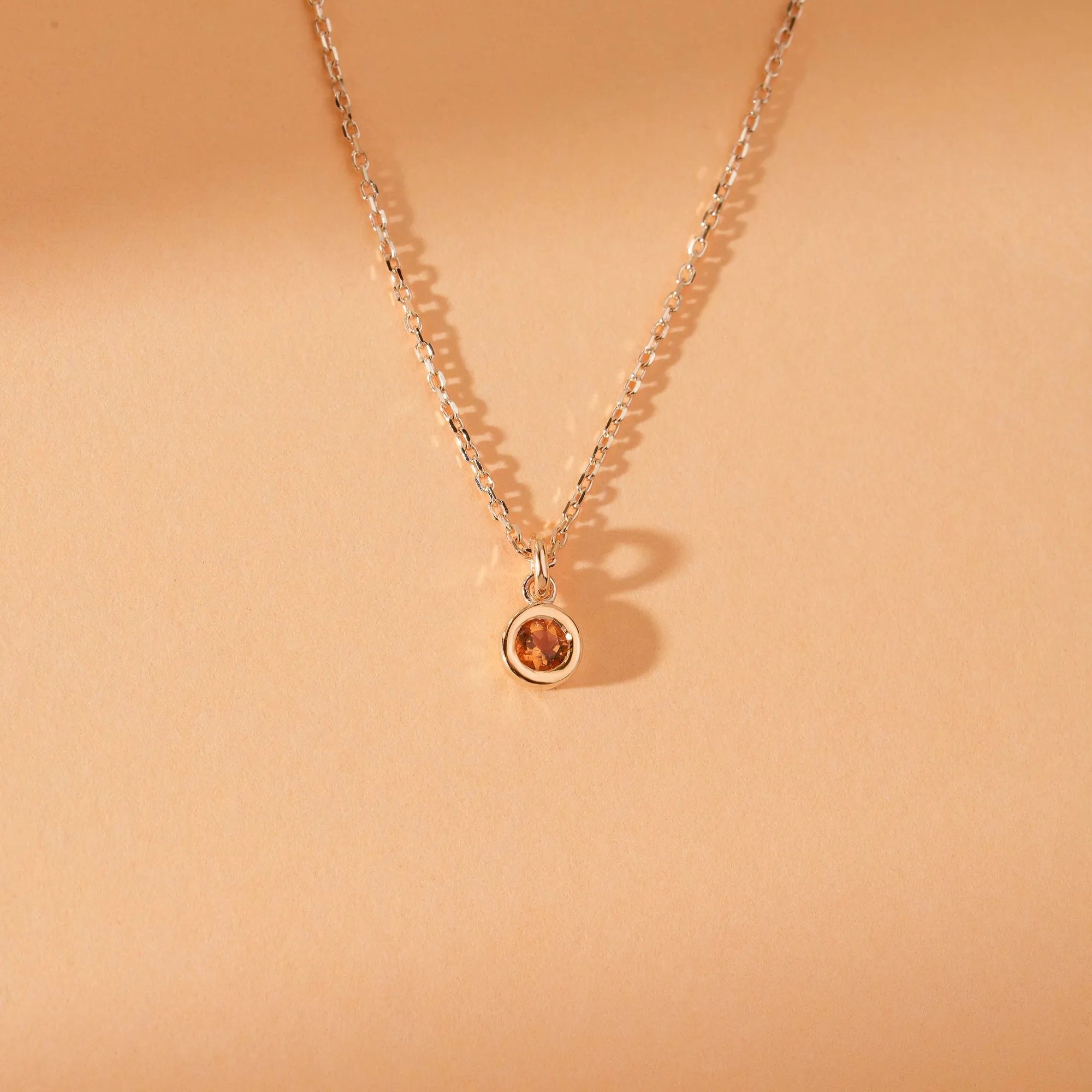 Solitaire Citrine Pendant Necklace, Vienna