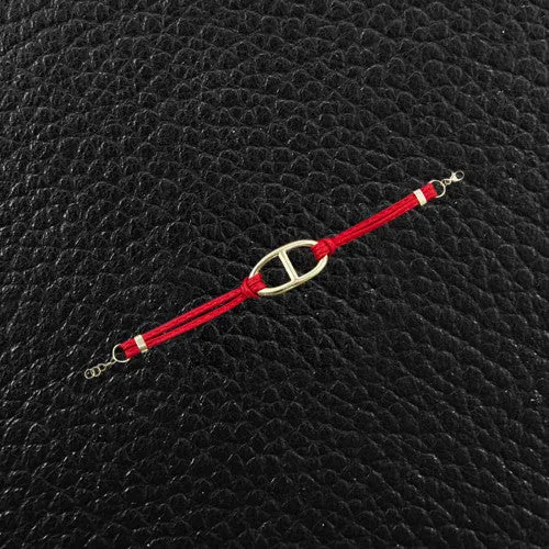 Spaghetti Strap Bracelet with Anchor Link Center