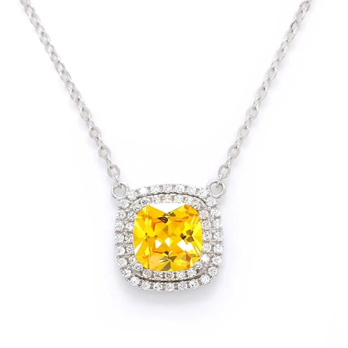 SPARKLERS CITRINE GEMSTONE PENDANT NECKLACE STERLING SILVER