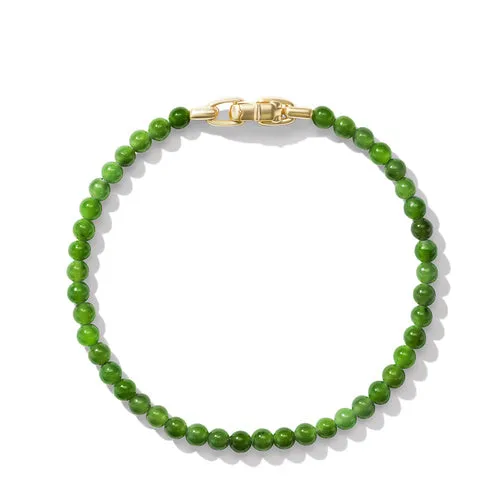 Spiritual Beads Bracelet with Nephrite Jade and 18K Yellow Gold, 4mm