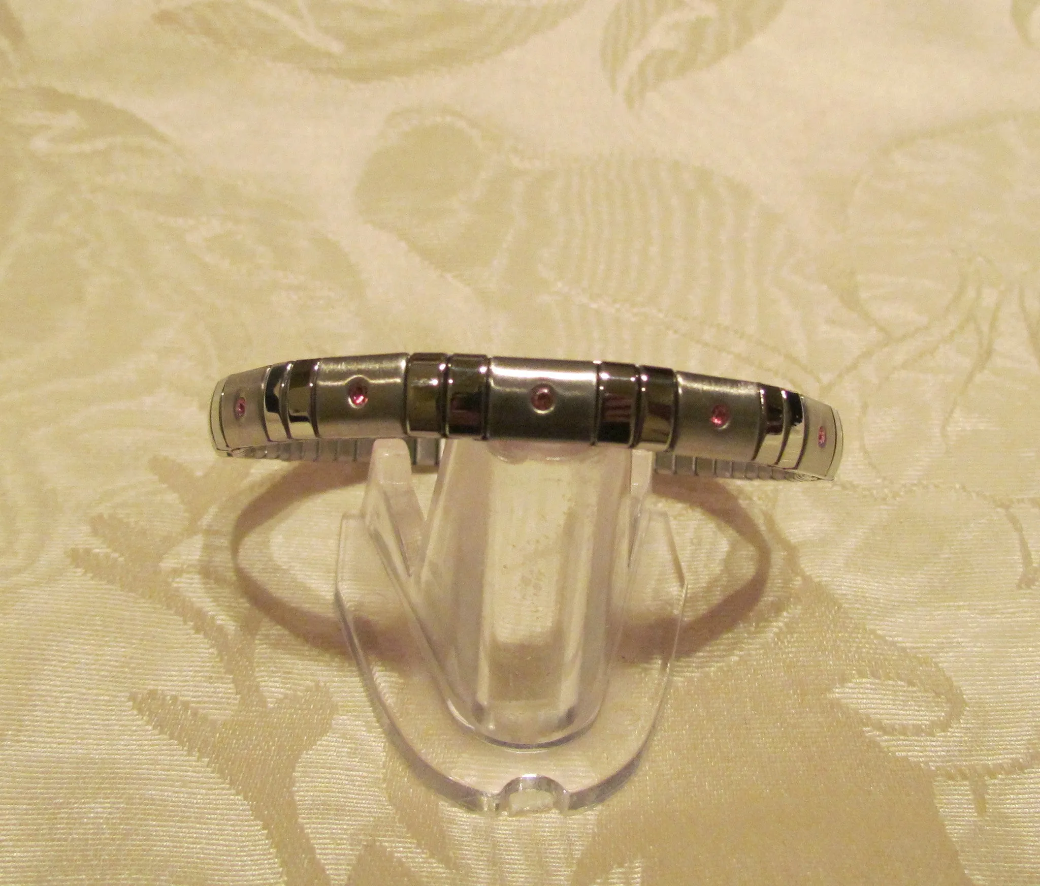 Stainless Steel Pink Swarovski Cystal Expansion Bracelet Unused