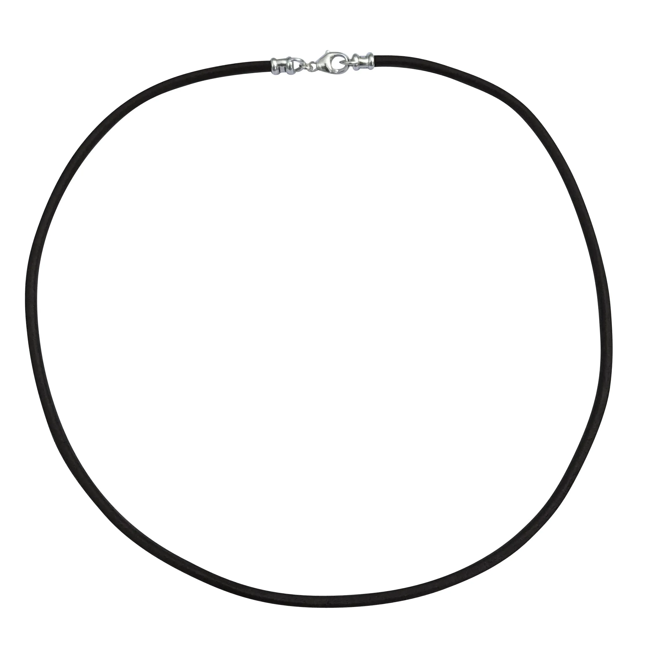 Sterling Silver 3mm Thick Black Leather Cord Necklace