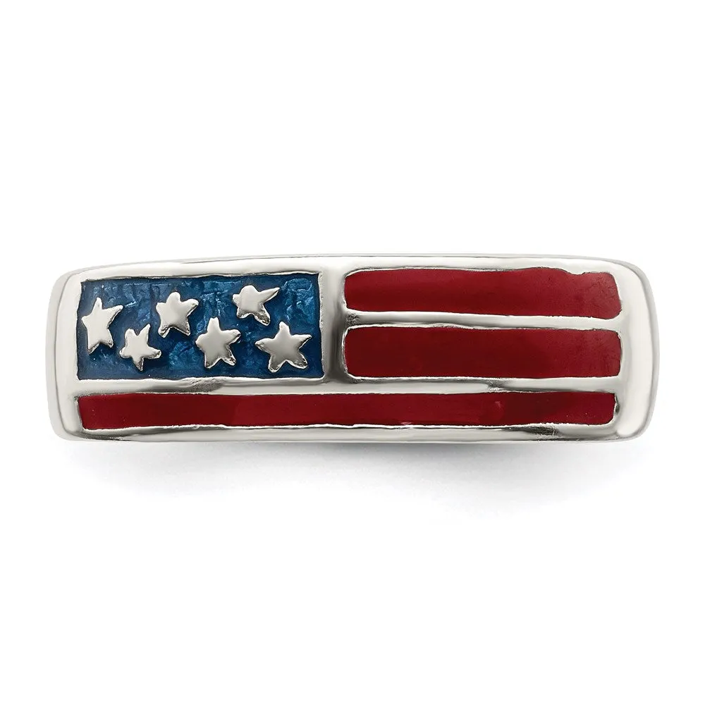 Sterling Silver American Flag Toe Ring