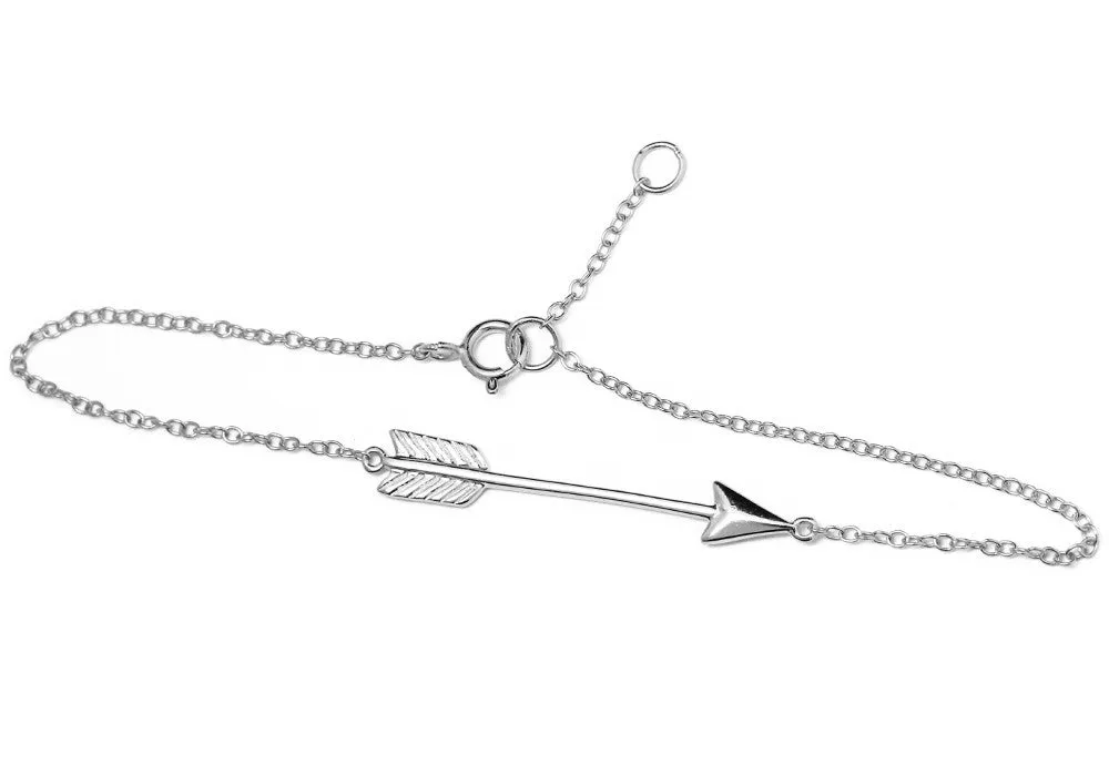 Sterling Silver Chevron Arrow Charm Bracelet - 1.25 inch Arrow