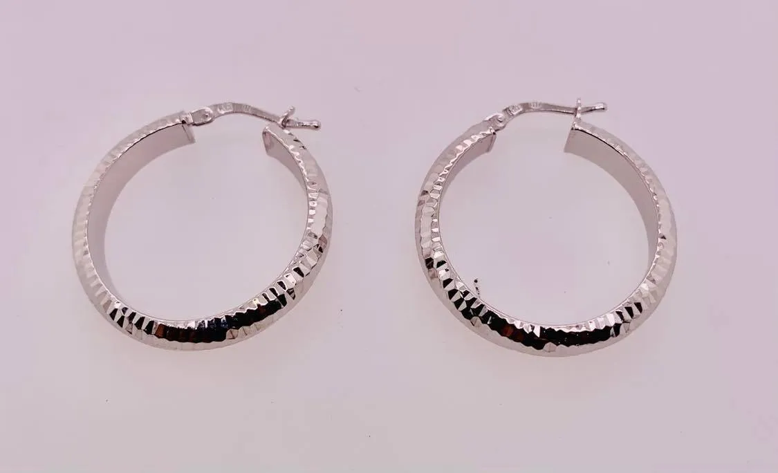 Sterling Silver Sparkle Hoop Earrings