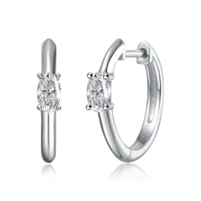 Sterling Silver White Gold Plated with 0.48ct Lab Created Moissanite Huggie Hoop Earrings