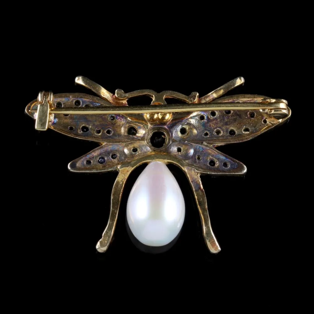 Suffragette Insect Brooch Amethyst Peridot Diamond Pearl