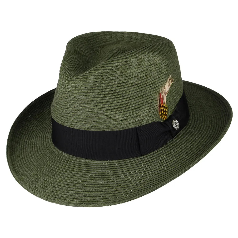 Summer C-Crown Straw Fedora Hat Olive Wholesale Pack