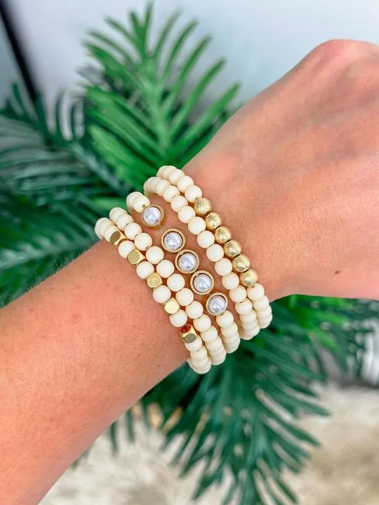 Summer Pearl Magnetic Bracelet Stack - Ivory