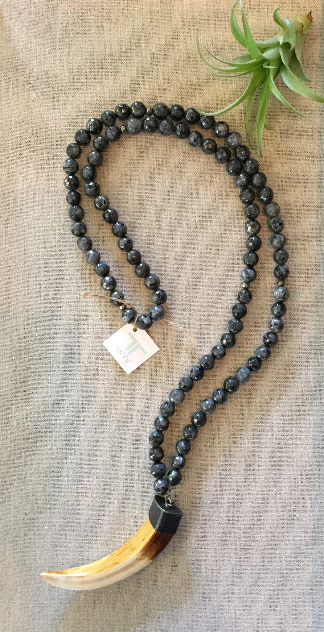 T. Marie Pyrite covered Labradorite and Boars tooth Necklace