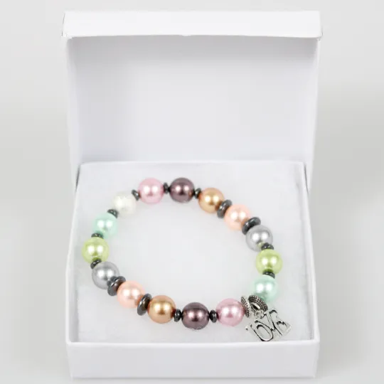 Tahitian Pearls Love Charm Bead Bracelet