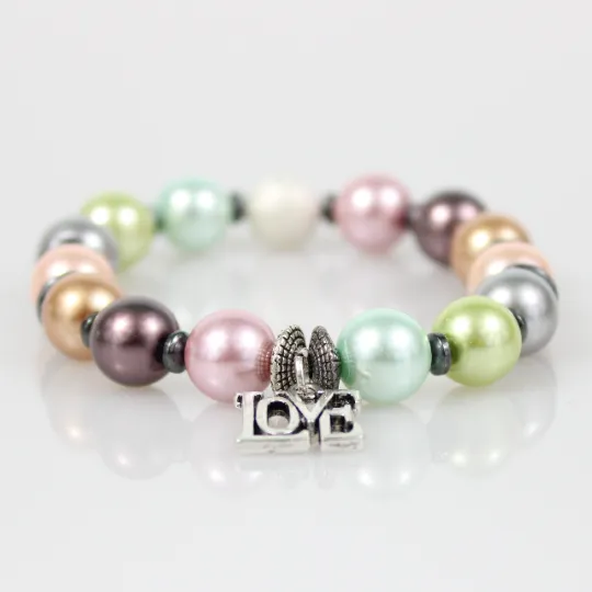 Tahitian Pearls Love Charm Bead Bracelet