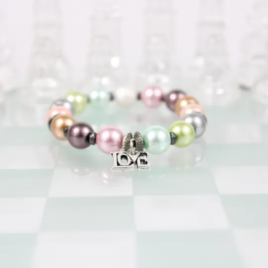 Tahitian Pearls Love Charm Bead Bracelet