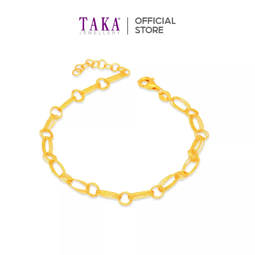 TAKA Jewellery 916 Gold Bracelet Round and Oval Links