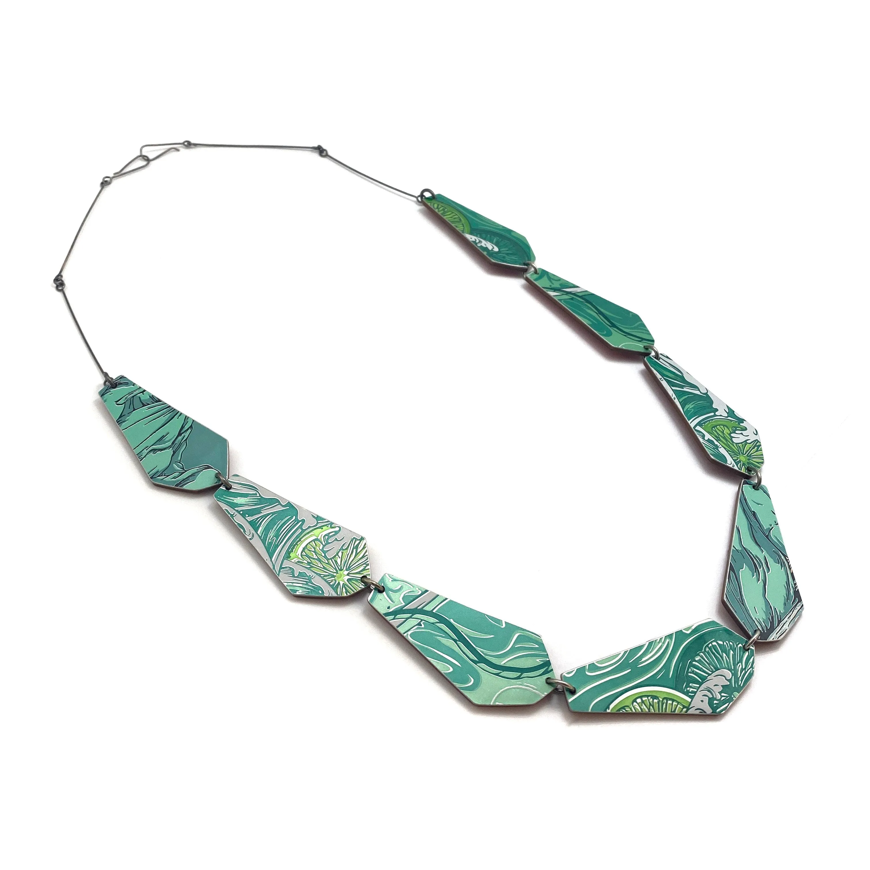 Teal Geometric Aluminum Necklace