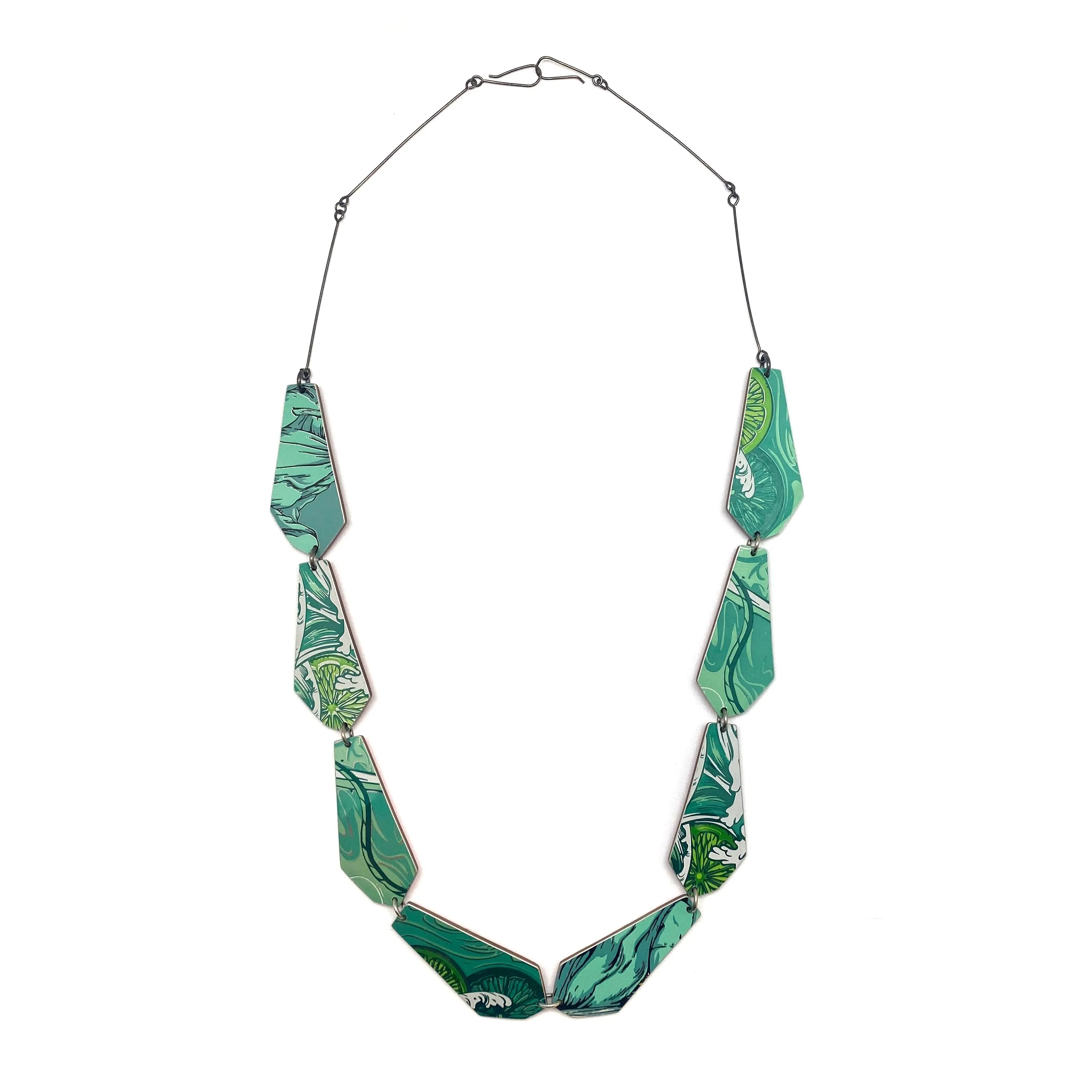 Teal Geometric Aluminum Necklace