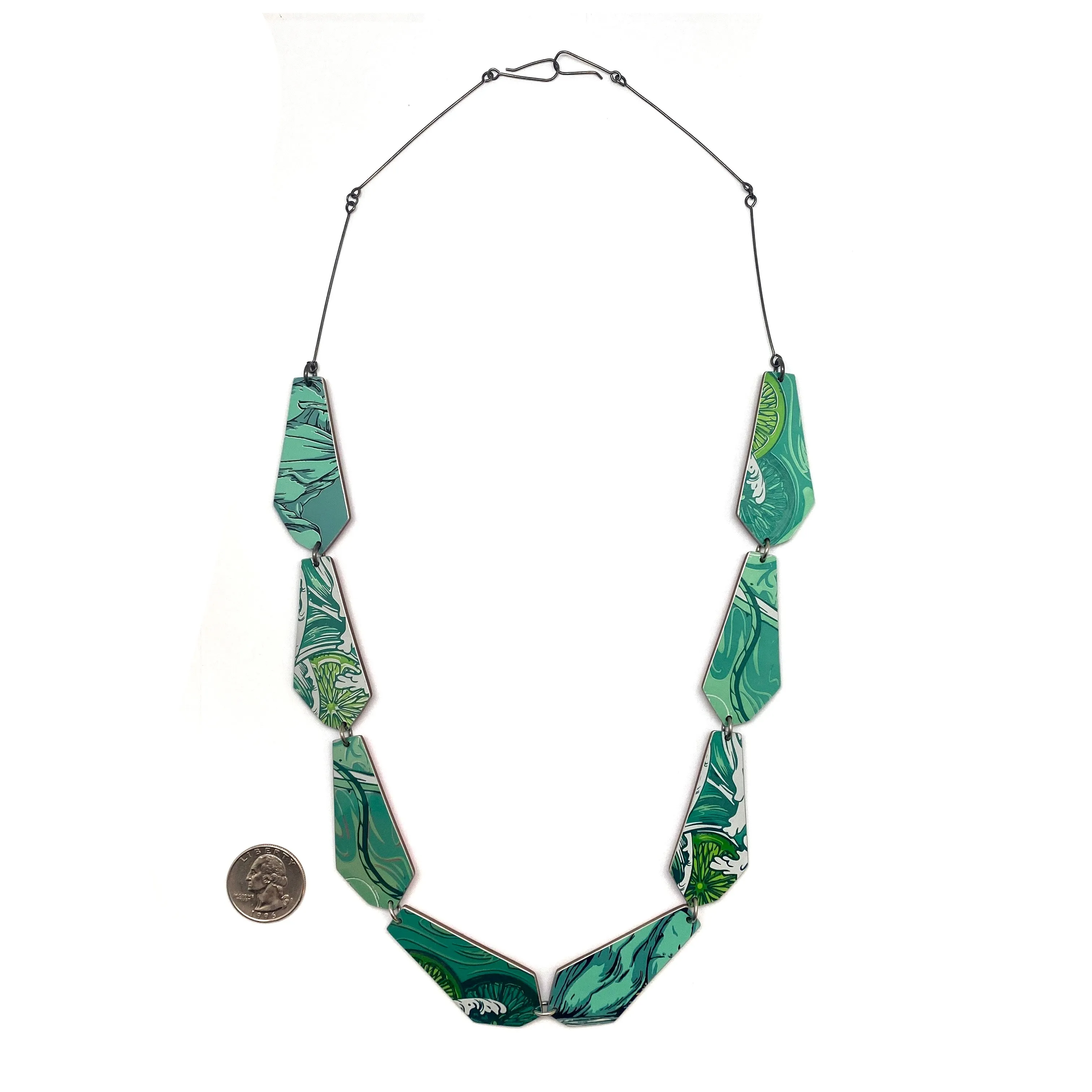 Teal Geometric Aluminum Necklace