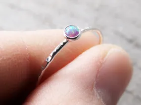 Textured Opal Stacking Ring,Slim Ring,Stacking Gemstone Ring,Customizable Rings,Textured Rings,Wisper Gemstone Rings,Gift,Purple Opal