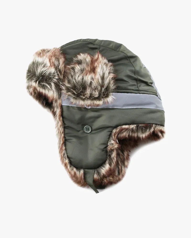 The Hat Depot - Safety Reflective Faux Fur Aviator Trapper