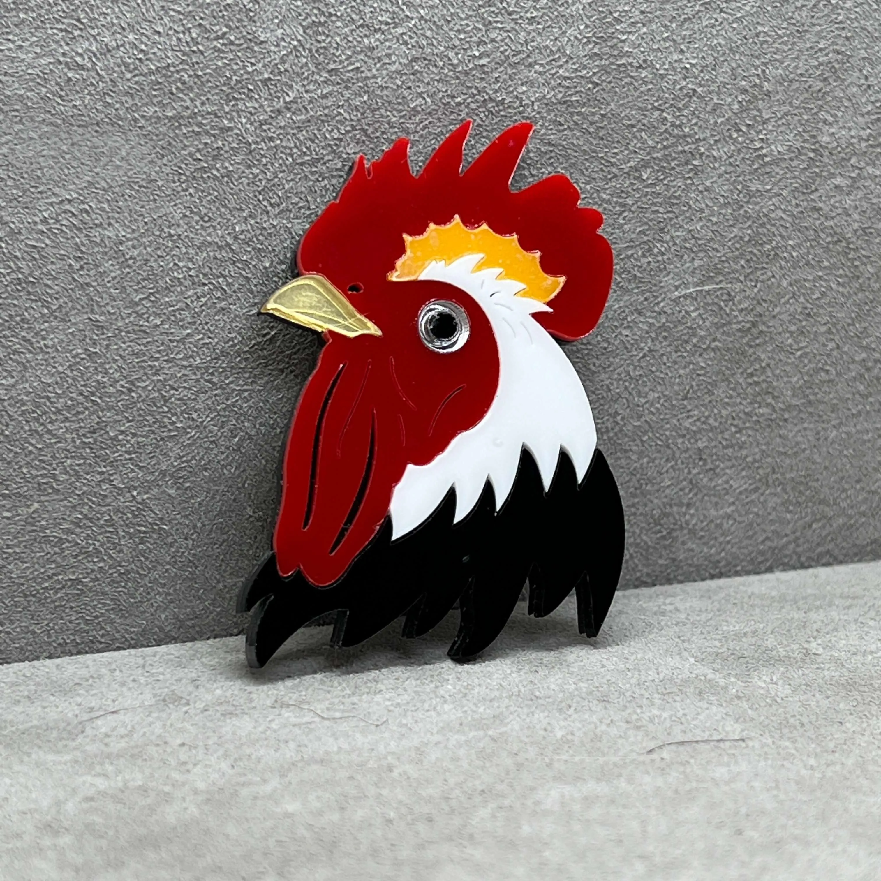 The Rocking Rooster- Acrylic Art Brooch