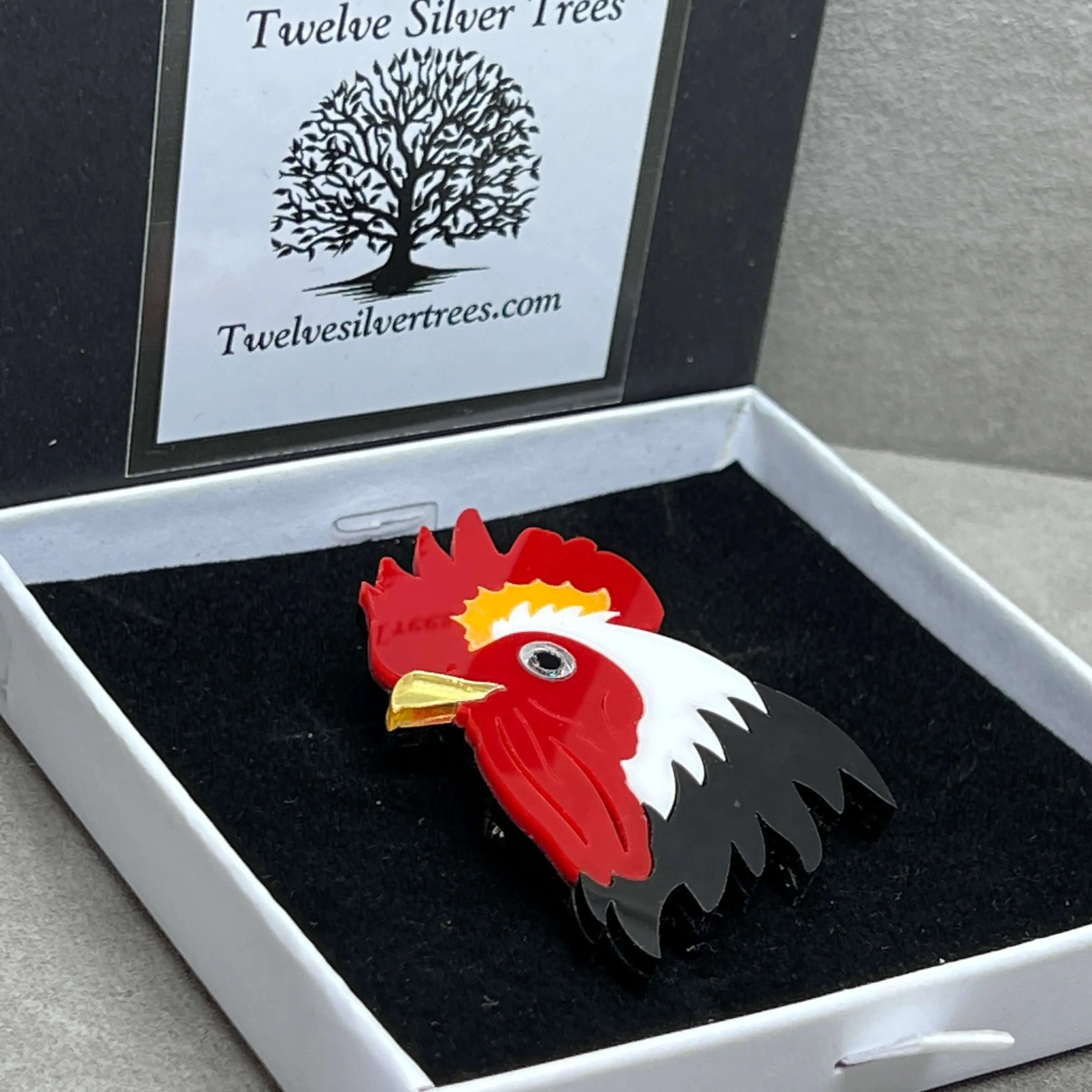 The Rocking Rooster- Acrylic Art Brooch