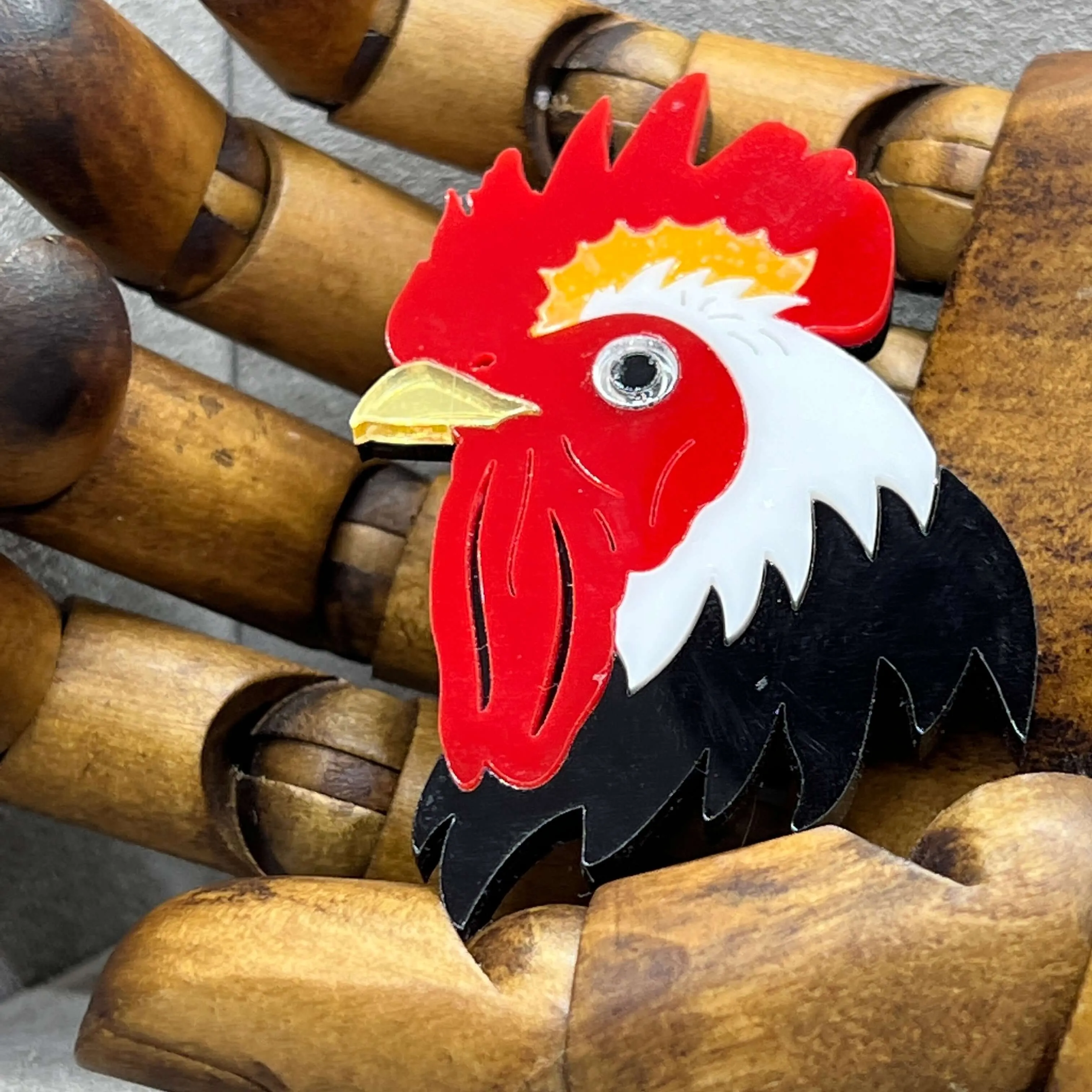 The Rocking Rooster- Acrylic Art Brooch