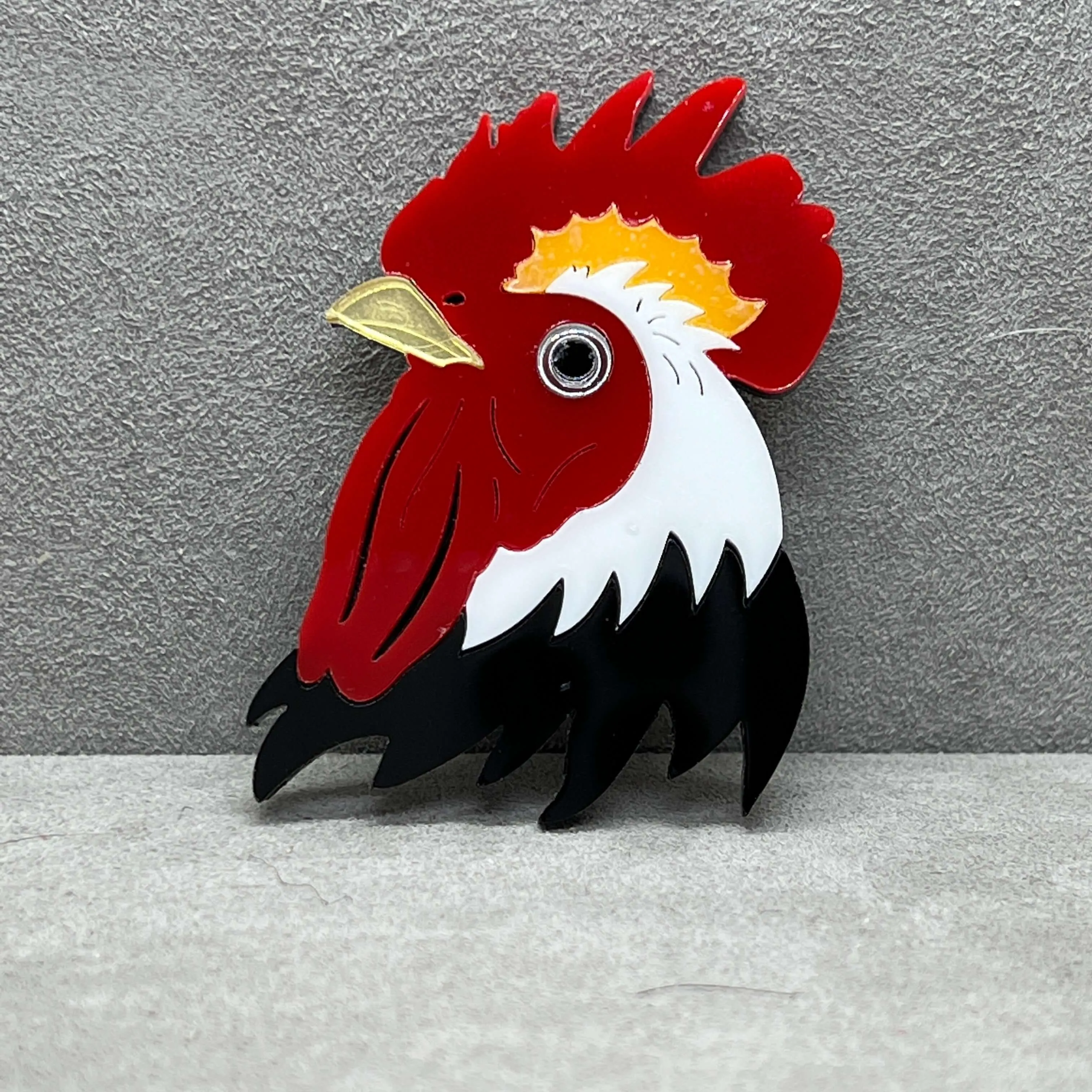 The Rocking Rooster- Acrylic Art Brooch