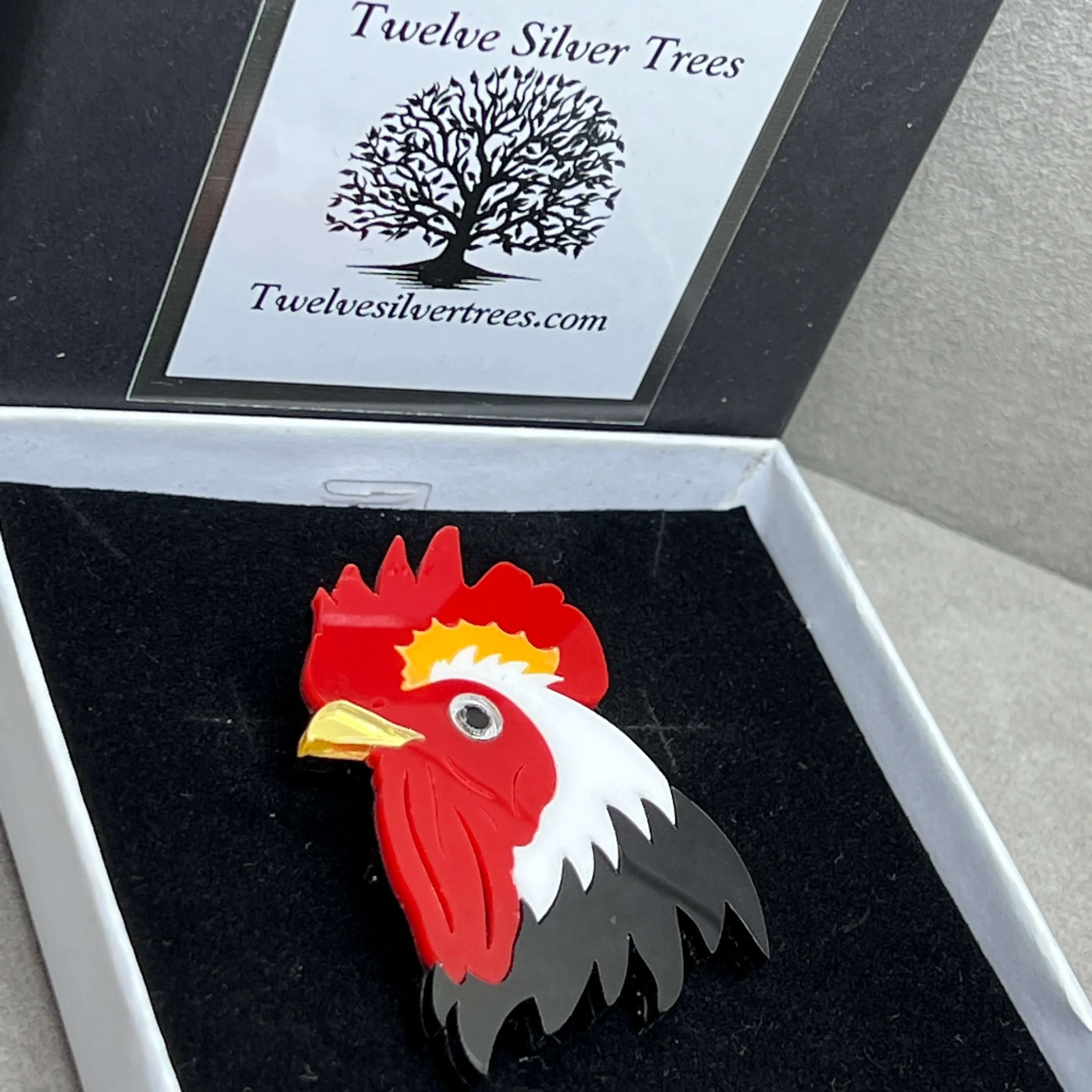 The Rocking Rooster- Acrylic Art Brooch