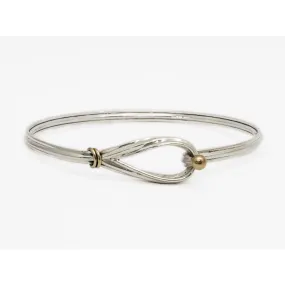 Tiffany & Co Hook Ribbon Knot Bangle Bracelet Sterling Silver & 18k Gold