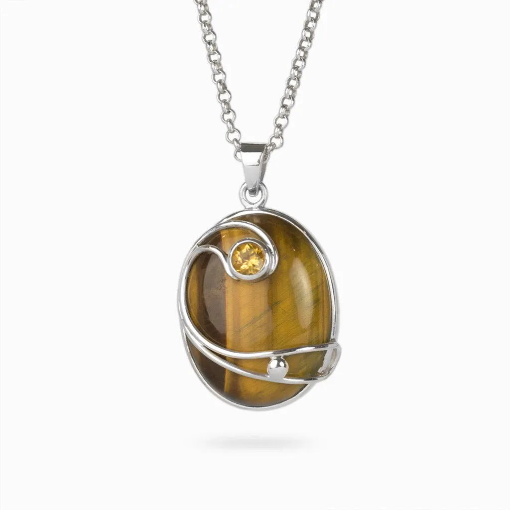 Tiger Eye and Citrine Necklace