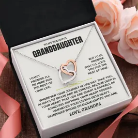 To My Granddaughter Necklace - Always Be Brave, Be Strong, Love Grandpa InterLocking Hearts Necklace