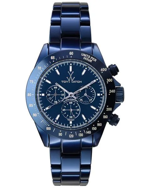 ToyWatch Mens Metallic Blue Chrono - Blue Dial - Link Bracelet - Tachymeter