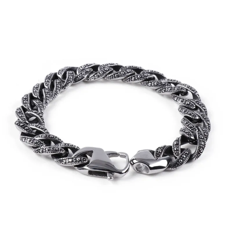 Trendy Men's Stainless Steel Charm Bracelet - Korean Style Fashion Jewelry