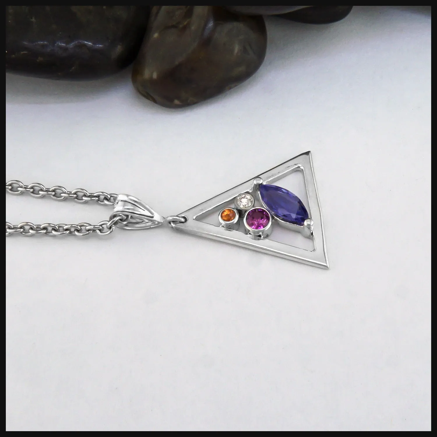 Triangle Frame Pendant with Tanzanite and Diamond