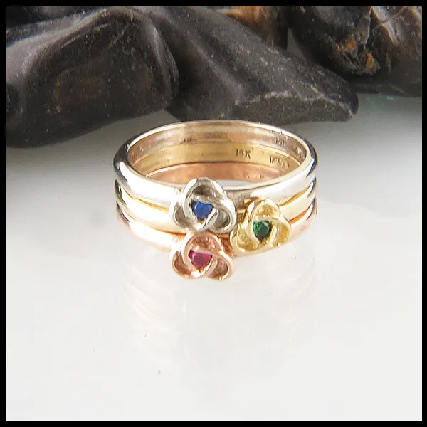 Trinity Knot Birthstone Stacking Ring in Gold