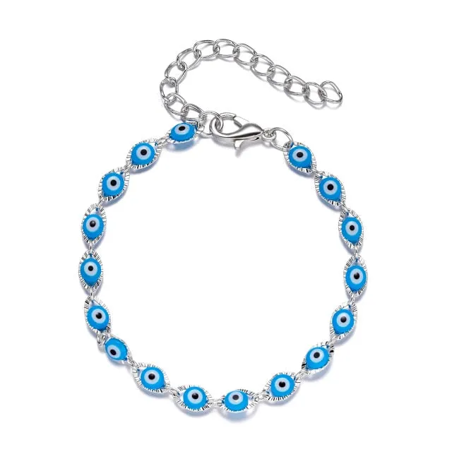 Turkish Lucky Evil Eye Bracelets Blue Evil Eye Bead Bracelet Men Women Handmade Lucky Jewelry Charm Bracelet Female Dropshipping