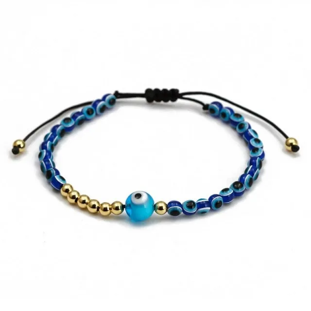 Turkish Lucky Evil Eye Bracelets Blue Evil Eye Bead Bracelet Men Women Handmade Lucky Jewelry Charm Bracelet Female Dropshipping