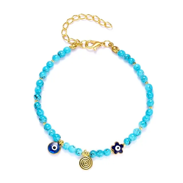 Turkish Lucky Evil Eye Bracelets Blue Evil Eye Bead Bracelet Men Women Handmade Lucky Jewelry Charm Bracelet Female Dropshipping