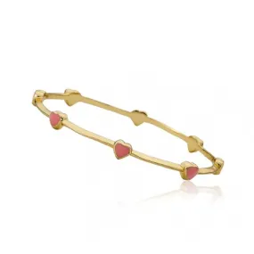 Twin Stars Dainty Hearts Bangle In Pink