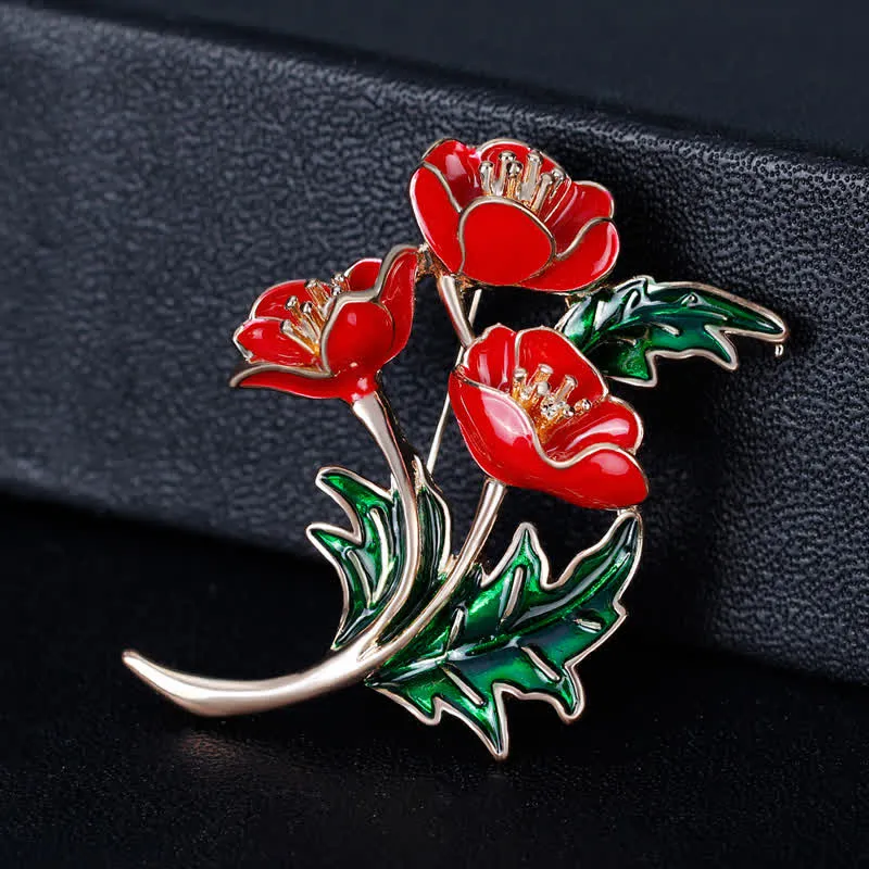 Unisex A Bunch Of Flower Poppy Brooch