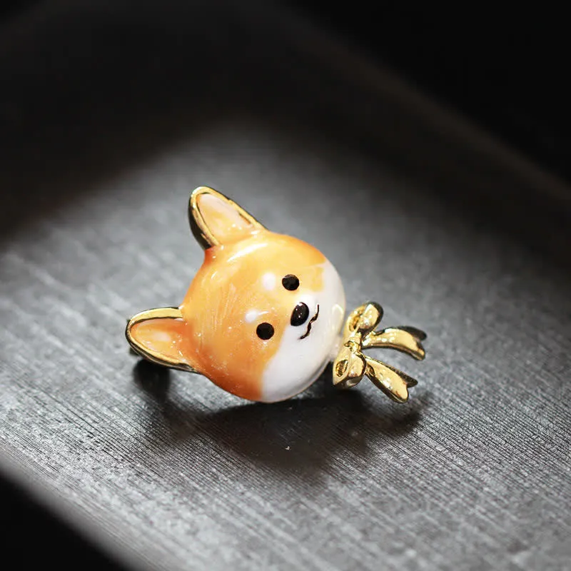 Unisex Cute Enamel Shiba Inu Dog Brooch