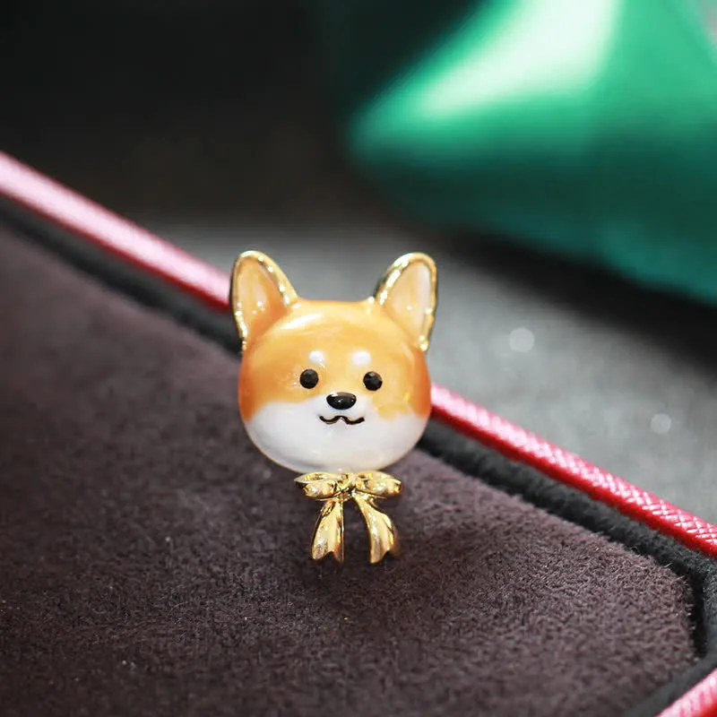 Unisex Cute Enamel Shiba Inu Dog Brooch